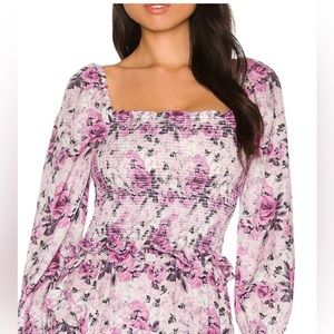 LoveShackFancy Russell Smocked Floral Top